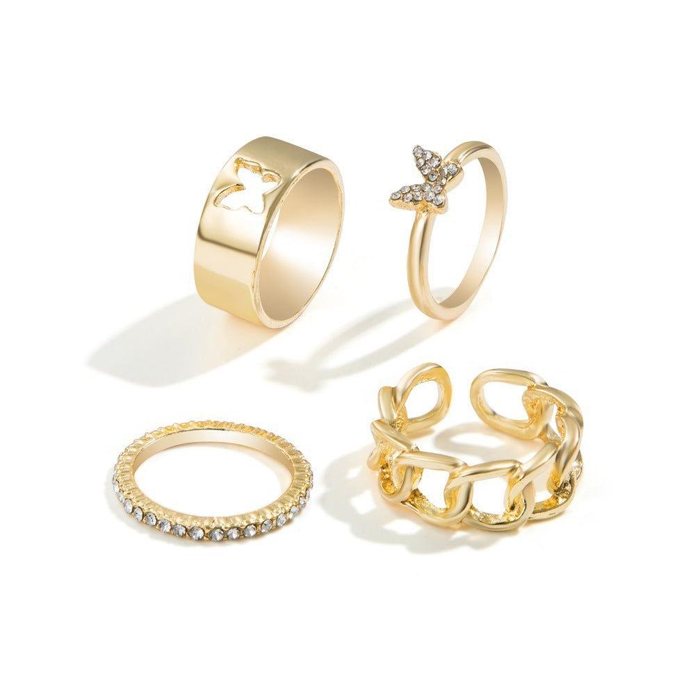 Hot Selling Creative Personality Butterfly 2-Piece Ring Set - Punk Style Couple Rings - DropOnline.co