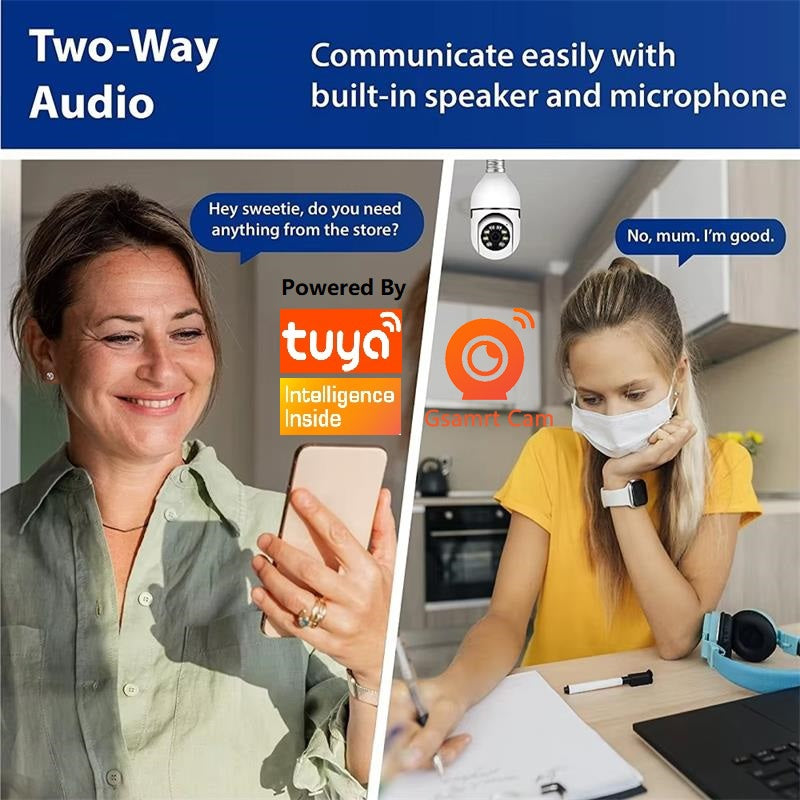 3MP Bulb Surveillance Camera 5G & 2.4GHz Dual Band Full Color Night Vision 360 Degree - DropOnline.co