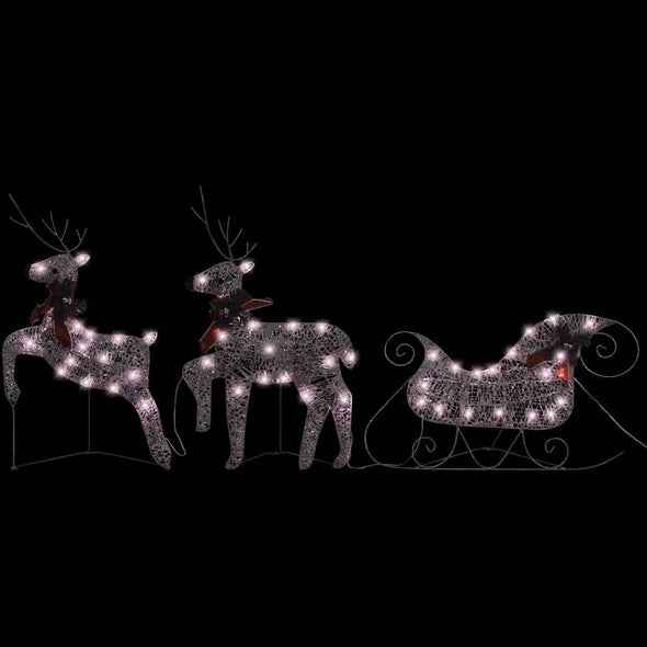 Reindeer & Sleigh Christmas Decoration - 60 LEDs Outdoor Gold - DropOnline.co