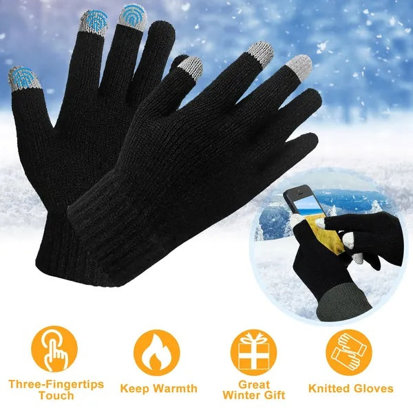 Unisex Touchscreen Winter Gloves - Full Finger Knitted Gloves for Running & Cycling - DropOnline.co