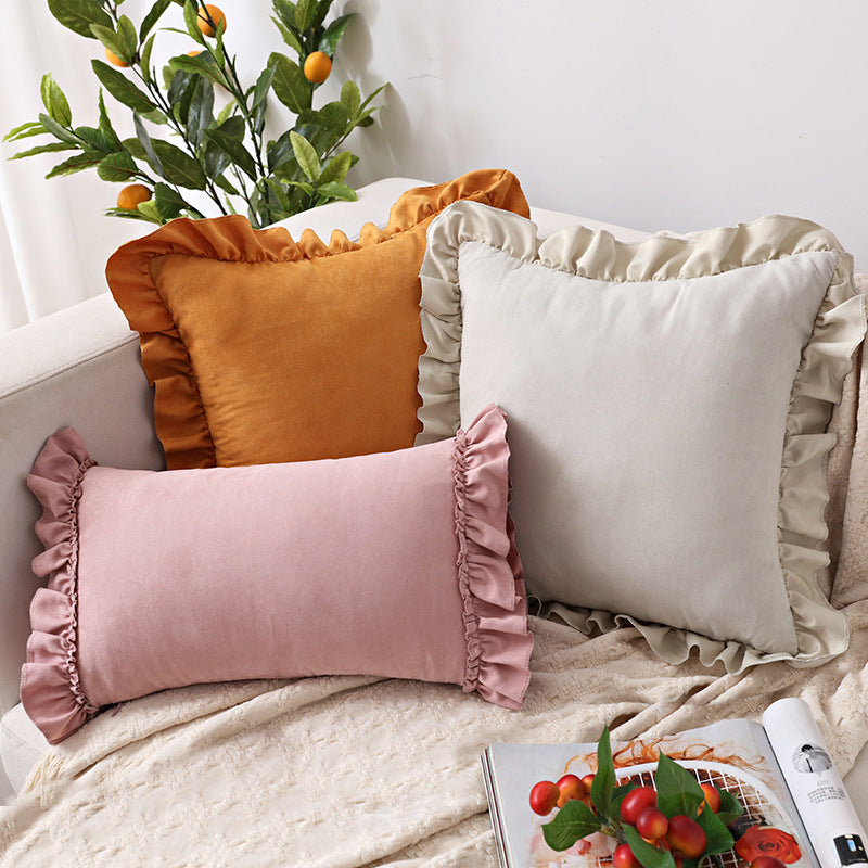 Pillowcase Small  Cushion Pillow Suede Sofa Bedside Pillowcase - DropOnline.co