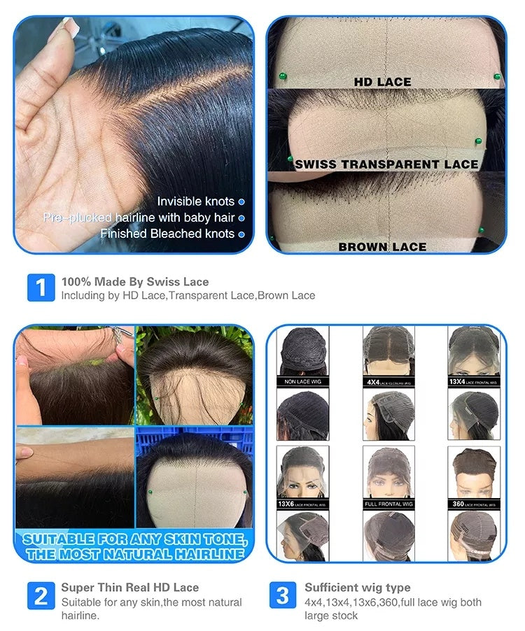6x4 Density Virgin Human Hair Wigs For Black Women Vietnamese Raw Hair Transparent Lace Front Pre-Plucked Bleached Knots - DropOnline.co