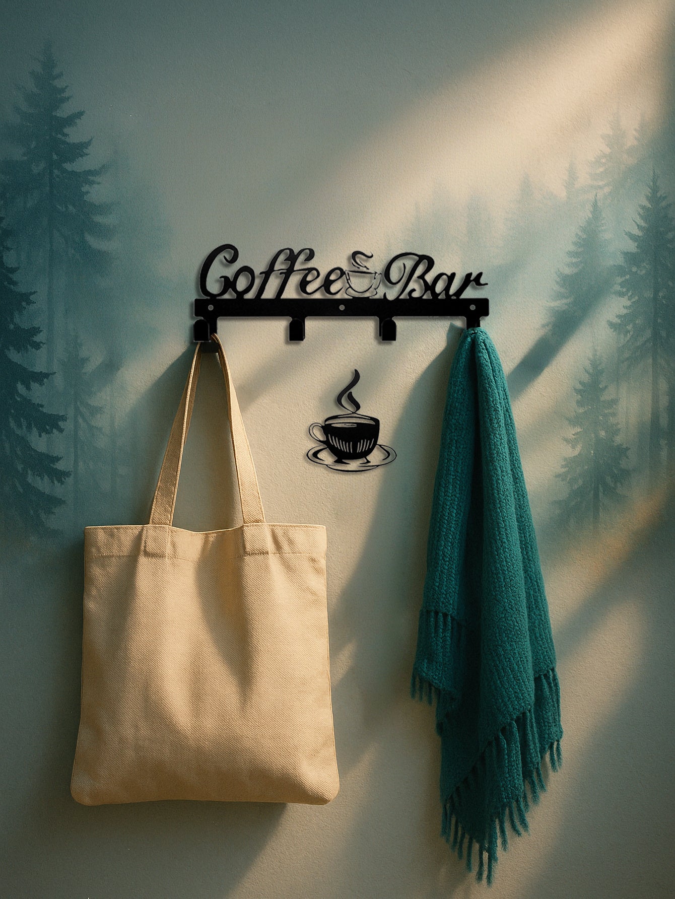 Coffee Cup Rack With Hooks - Wall-Mounted Metal Organizer For Kitchen Decor - DropOnline.co