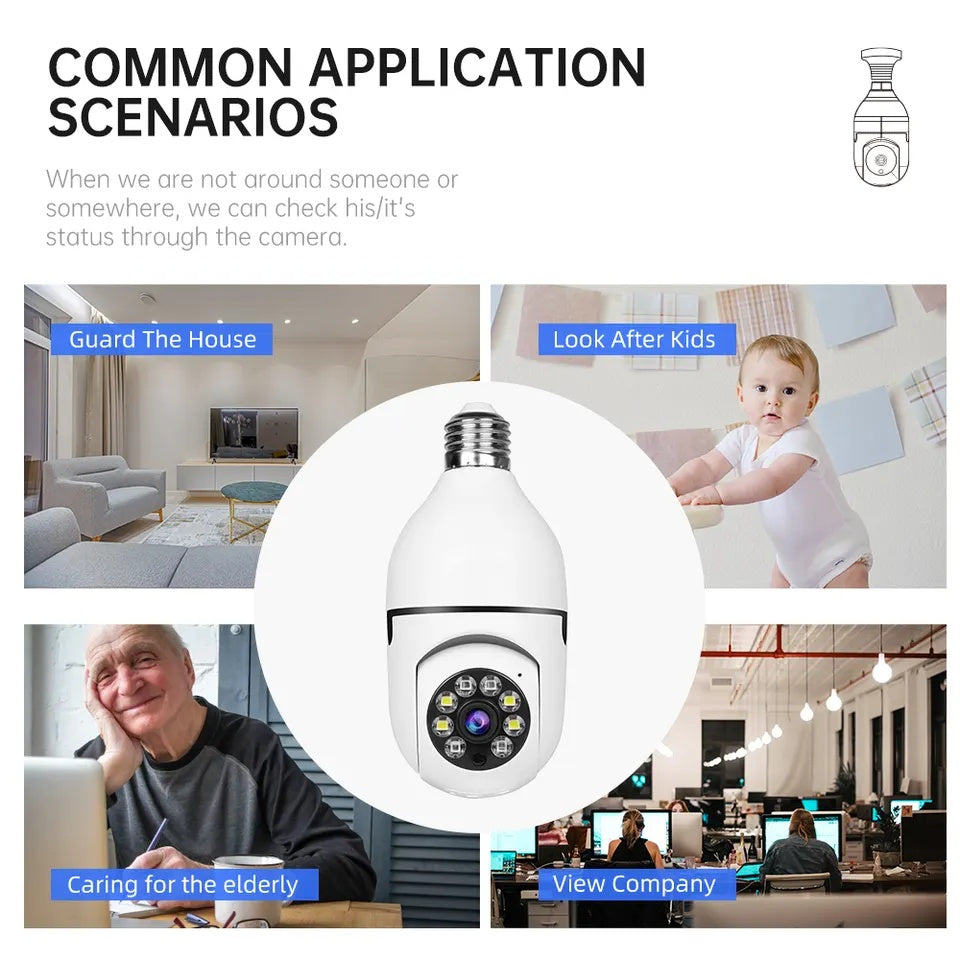 Smart Home Security PTZ Camera Wireless Lights 360 Degree Night Vision Surveillance Remote View CCTV Security WIFI Light Bulb Camera - DropOnline.co