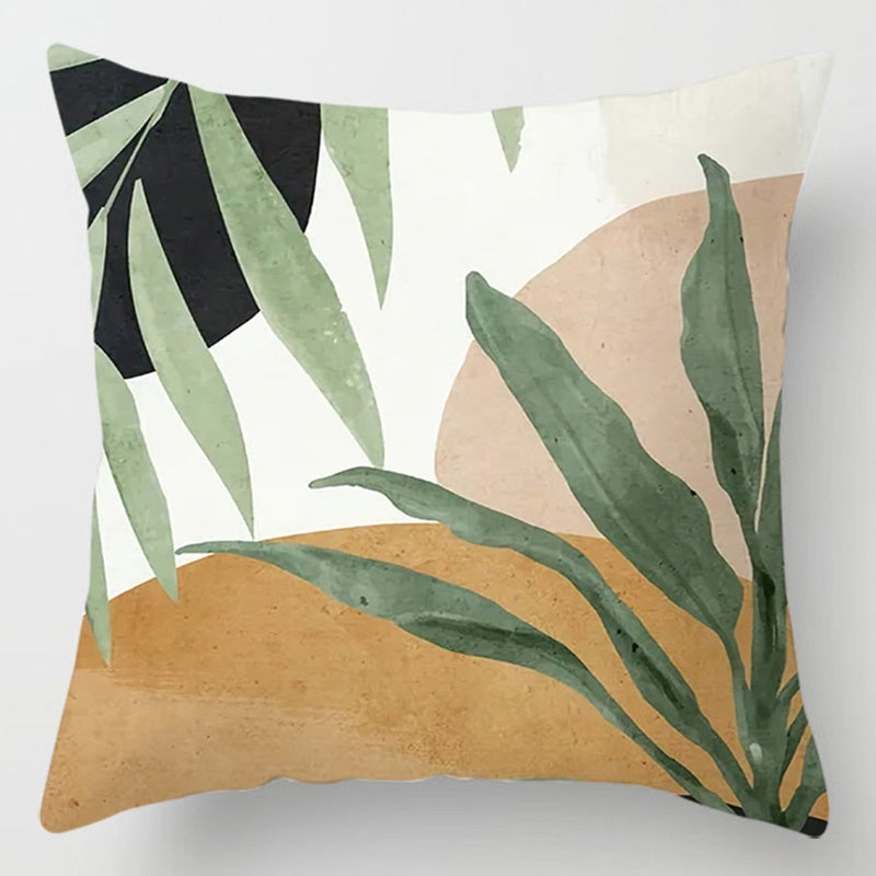 Floral Plant Pattern Cushion Cover - Botanical Bedroom Decor Throw Pillow Case - DropOnline.co
