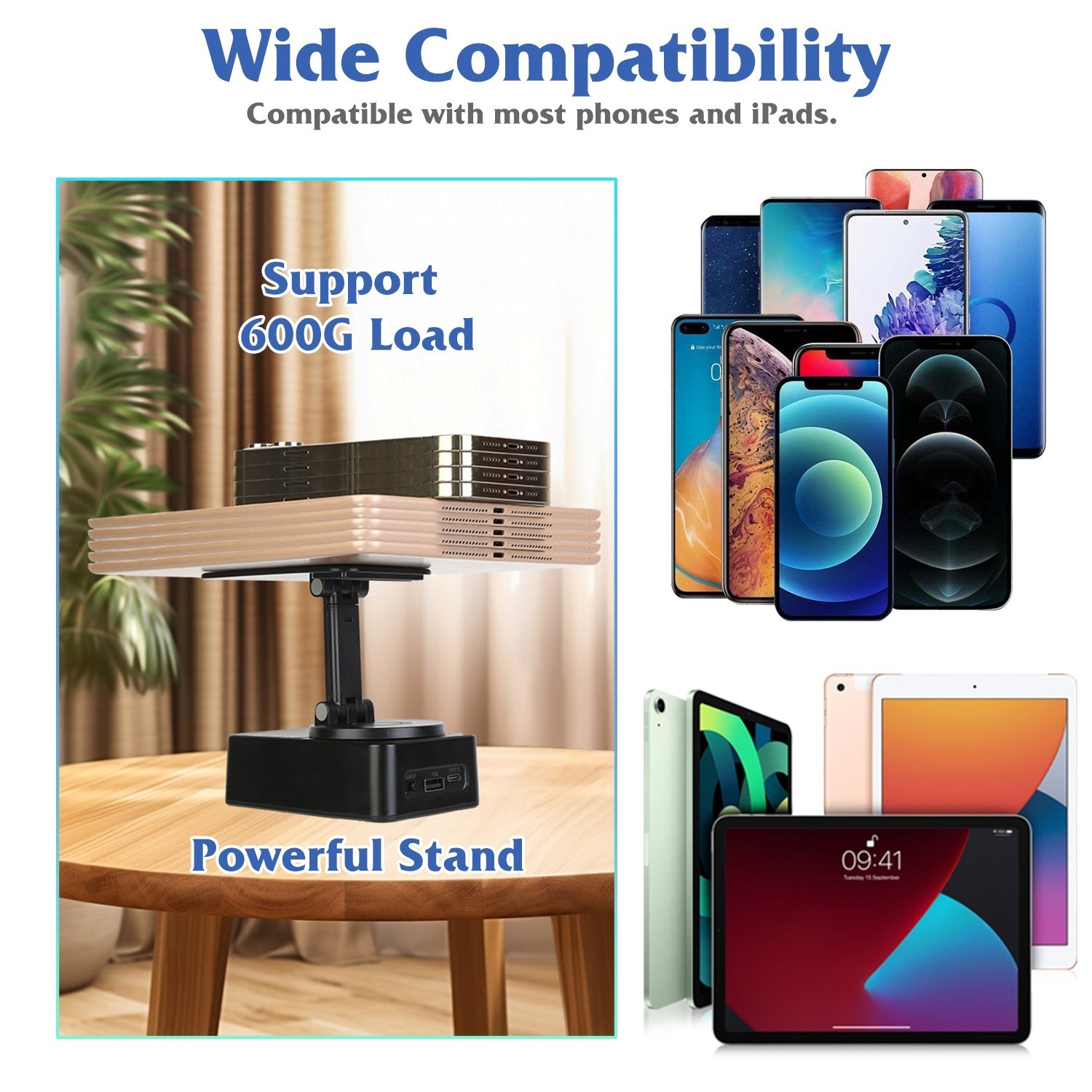 1Pc 4 In 1 Foldable Wireless Speaker Phone Stand With Power Bank 360Degree Rotatable Stand Wireless Speaker 5000mAh Battery RGB Light For Phones IPads - DropOnline.co