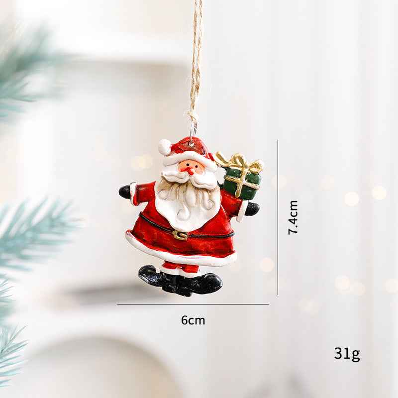 Christmas Resin Character Pendants - Santa Snowman Gingerbread Man Ornaments - DropOnline.co