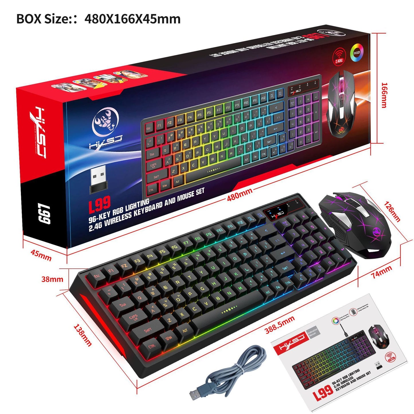 L99 Wireless Rechargeable 2.4G Keyboard And Mouse Film Set - DropOnline.co