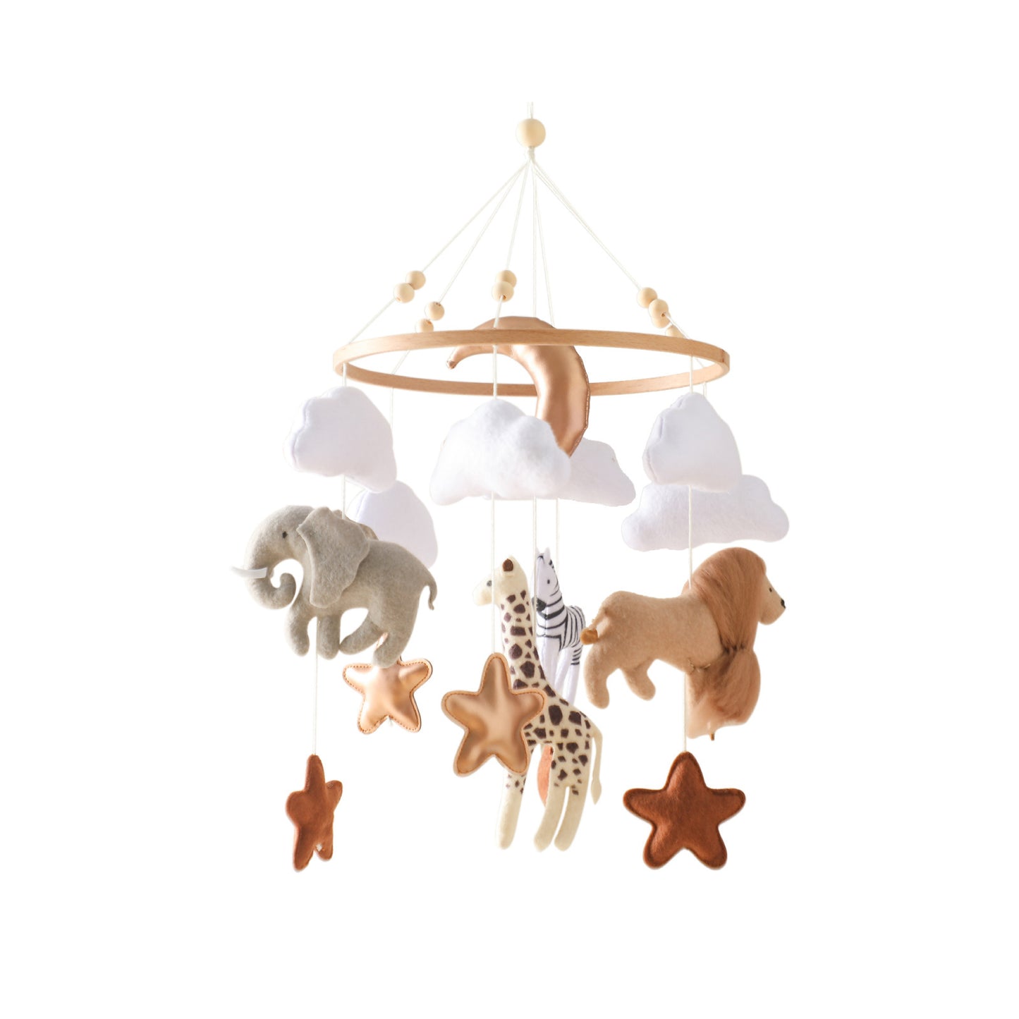 Room Hand-eye Coordination Decoration Wind Chimes Crib Felt Forest Animal Cloud Moon Bed Bell - DropOnline.co