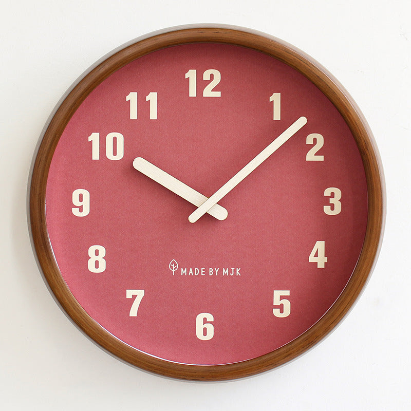 Home Living Room Retro Solid Wood Modern Minimalism Wall Clock Creative - DropOnline.co