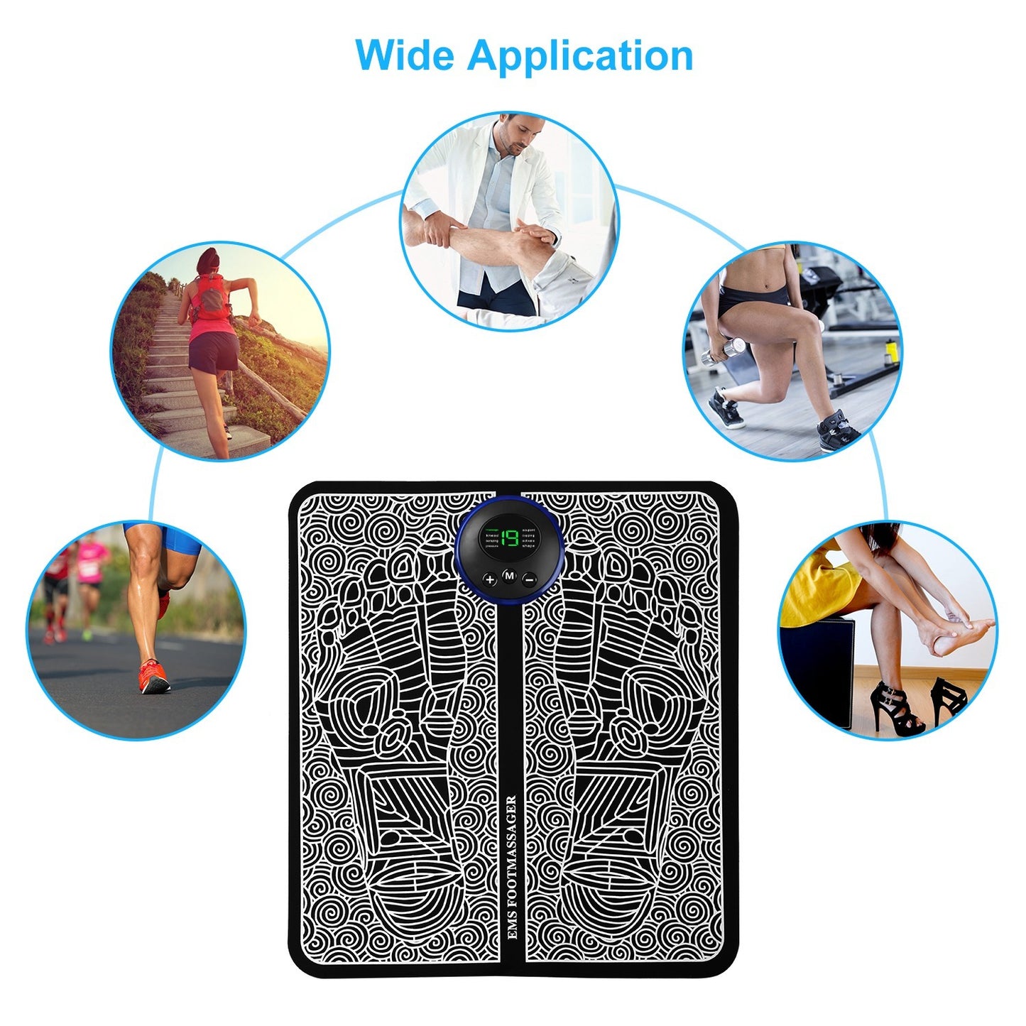 1Pc Foot Massage Pad Electric Stimulator Massager Unit Leg Reshaping Muscle Pain Relax Foldable Massage Mat With 8 Modes 19 Intensity Levels Remote Control - DropOnline.co