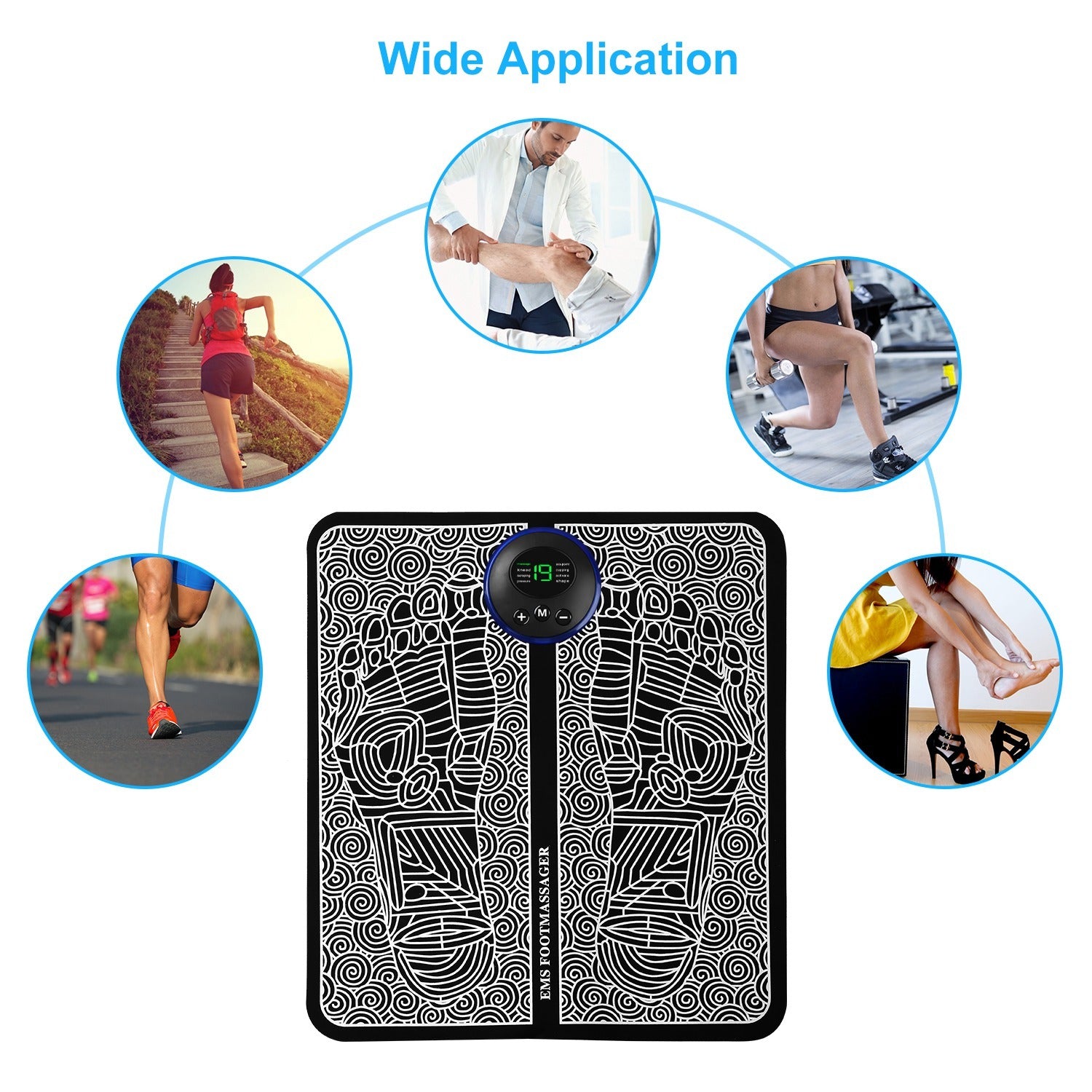 1Pc Foot Massage Pad Electric Stimulator Massager Unit Leg Reshaping Muscle Pain Relax Foldable Massage Mat With 8 Modes 19 Intensity Levels Remote Control - DropOnline.co