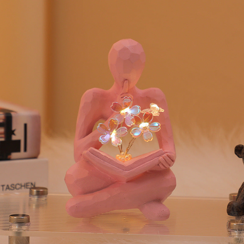 Silence Is The Golden Thinker Small Night Lamp Bouquet Handmade Ornaments Home Decor - DropOnline.co