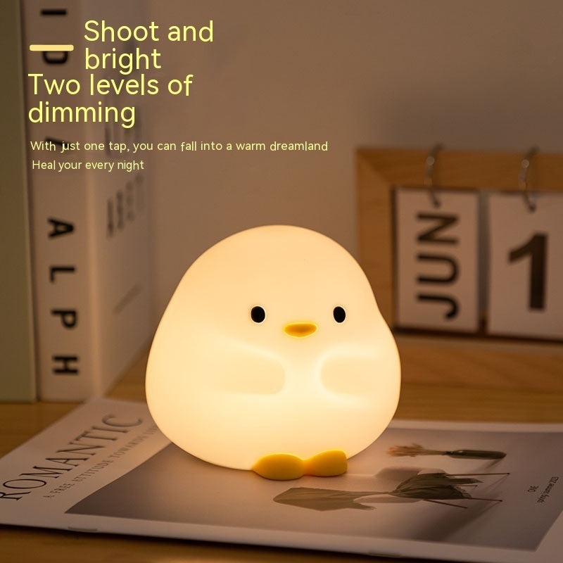 Cute Duck LED Night Lamp - Cartoon Silicone USB Rechargeable Sleeping Light with Touch Sensor Timing - DropOnline.co