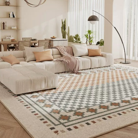 Living Room Carpet Checkerboard Bedroom Floor Cushion Sofa Coffee Table Blanket Dirt Resistant - DropOnline.co