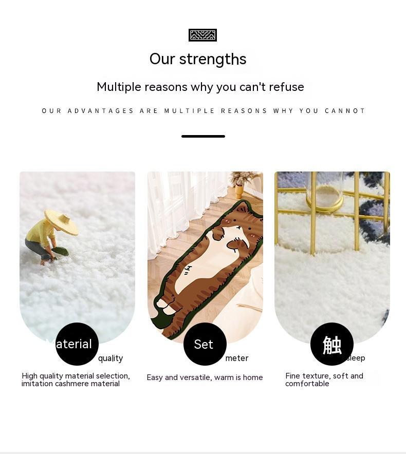 Cartoon Carpet Bedroom Bedside Blanket Window Cushion Washable Cashmere Room Foot Mat - DropOnline.co