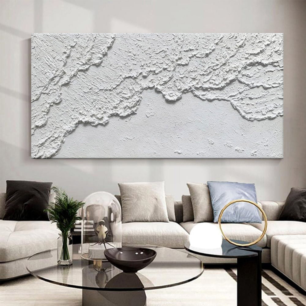 White Ocean Waves Texture Beach Abstract Art Pure Hand Painted Oil Painting Home Decoration Restaurant For Living Room Bedroom Wall Decoration - DropOnline.co