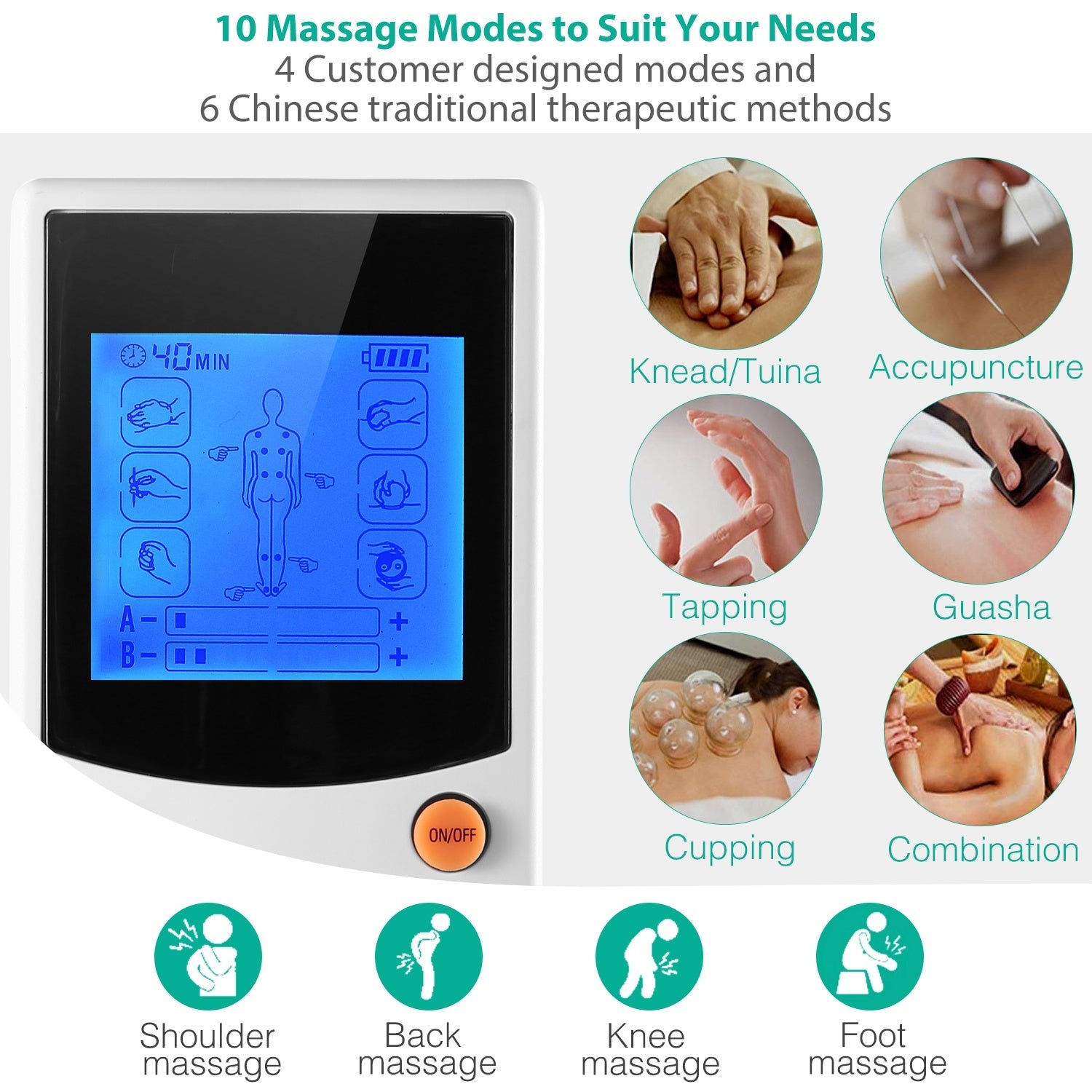 1Pc Tens Unit Machine Impulse Massager 10 Modes Pain Relief Body Massager Machine Muscle Stimulator With 4 Outputs And 8 Electrode Pads For Relief Relaxing Fitness - DropOnline.co