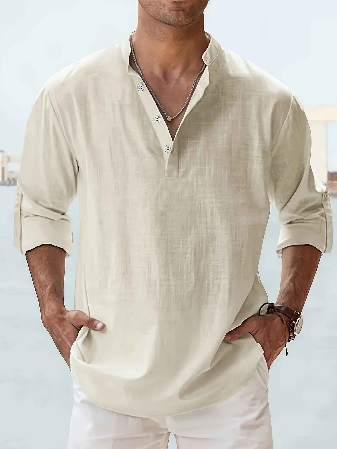 Men's Long-sleeved Breathable Button-down Shirt