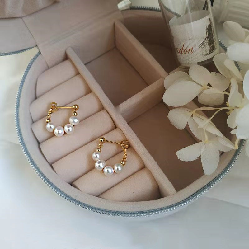 Sterling Silver Needle Japanese And Korean Pearl Earrings Non-piercing Ear Clip - DropOnline.co