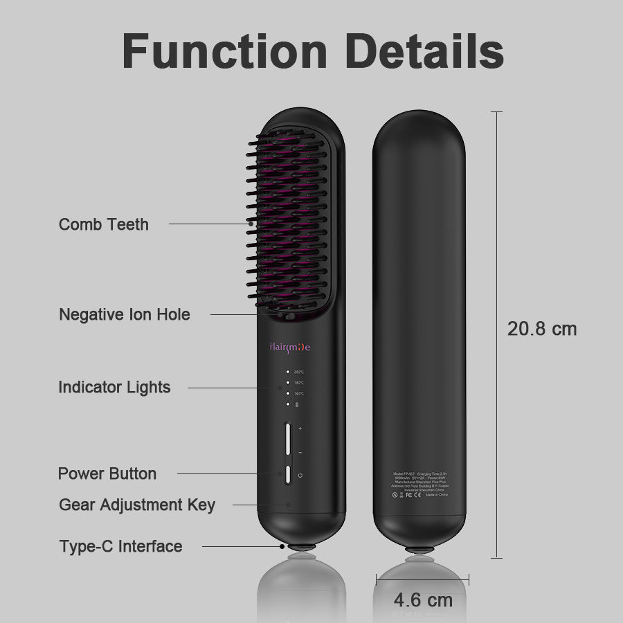 Portable USB Rechargeable Cordless Men Beard Hair Straightener Brush Mini Wireless 2 In 1 Woman Hair Straightener Comb - DropOnline.co