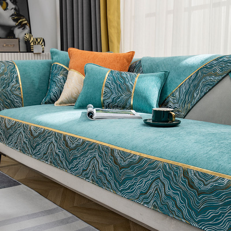 Leather Light Luxury Wind Chenille Sofa  Cushion Cover - DropOnline.co