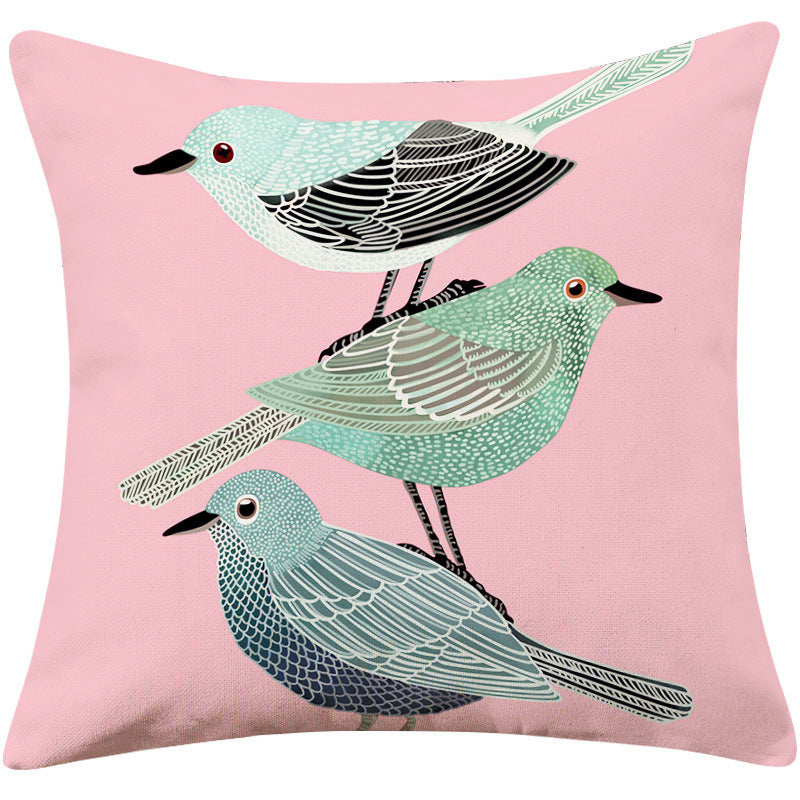 Country Pastoral Flower And Bird Cushion Cotton And Linen Pillowcase - DropOnline.co