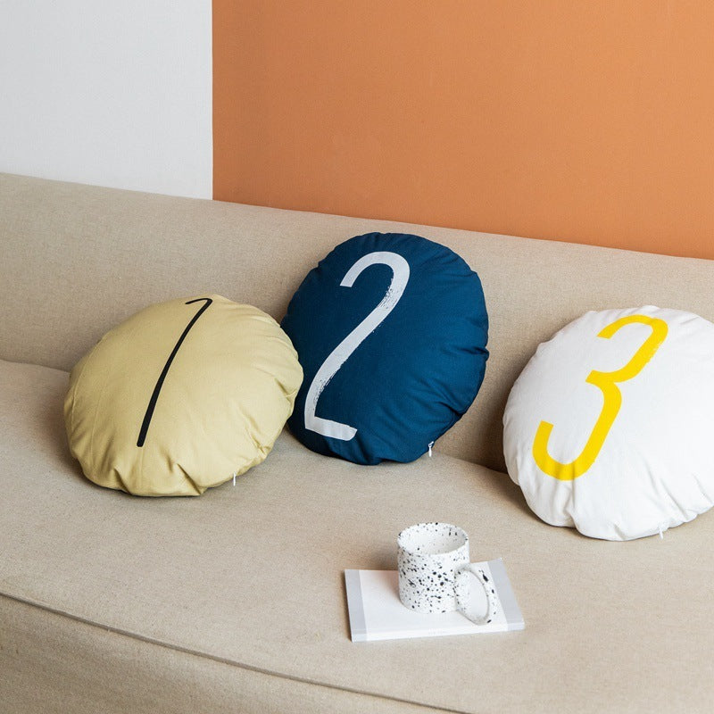 Cotton Canvas Round Pillow Sofa Cushion - DropOnline.co