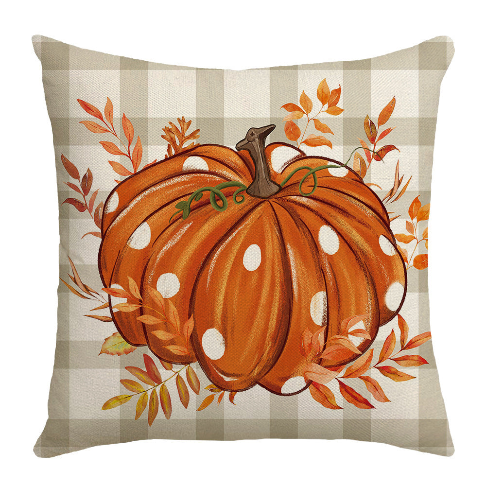 Pumpkin Maple Leaf Hand-painted Text Cushion Pillow Cover - DropOnline.co