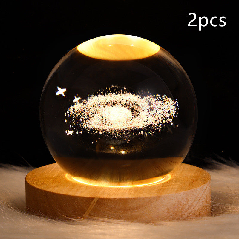 LED Night Light Galaxy Crystal Ball Table Lamp 3D Planet Moon Lamp Bedroom Home Decor For Kids Party Children Birthday Gifts - DropOnline.co
