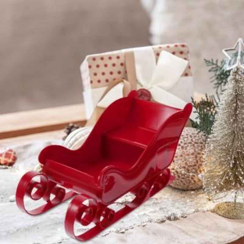 Red Santa Sleigh Christmas Fireplace Decoration - Collectible Holiday Centerpiece - DropOnline.co