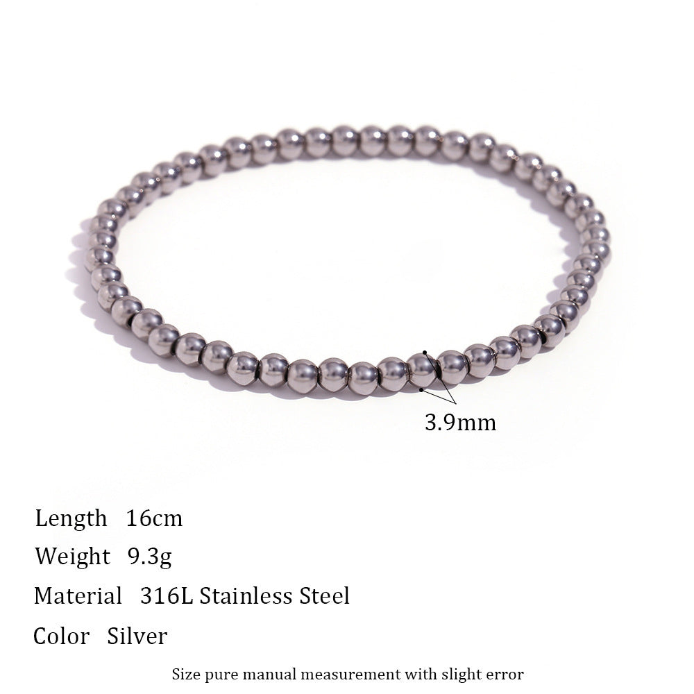 Niche Vintage Stainless Steel Plated 18K Elastic Bead Bracelet - DropOnline.co