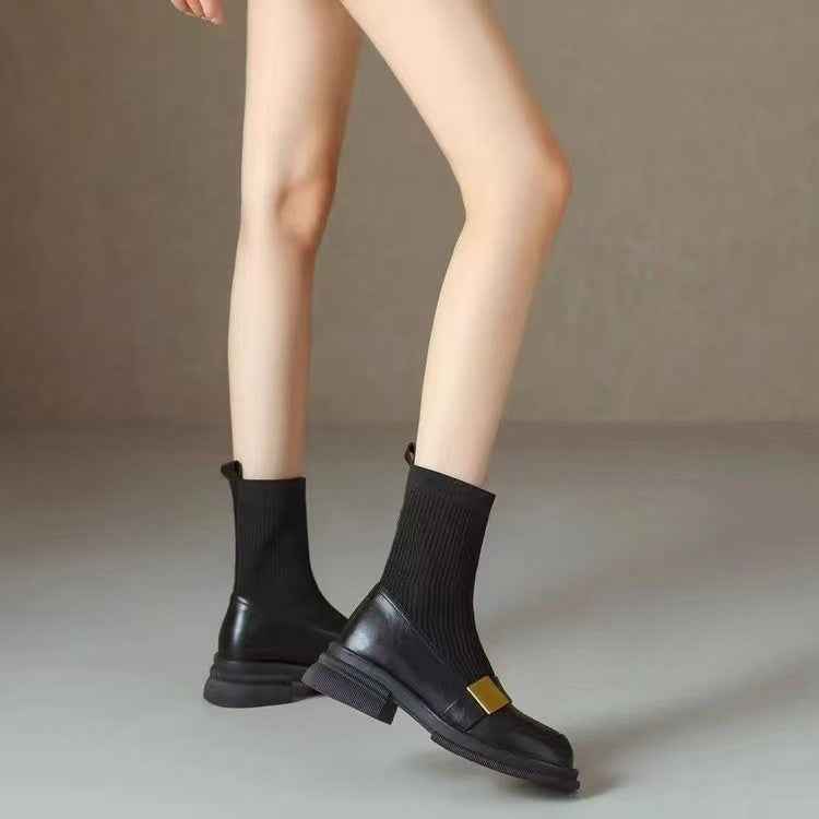 Mid-heel Retro New Loafer Ankle Boots