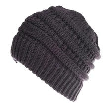 Women's Mixed Color Knitted Wool Hat - Ponytail Beanie - DropOnline.co