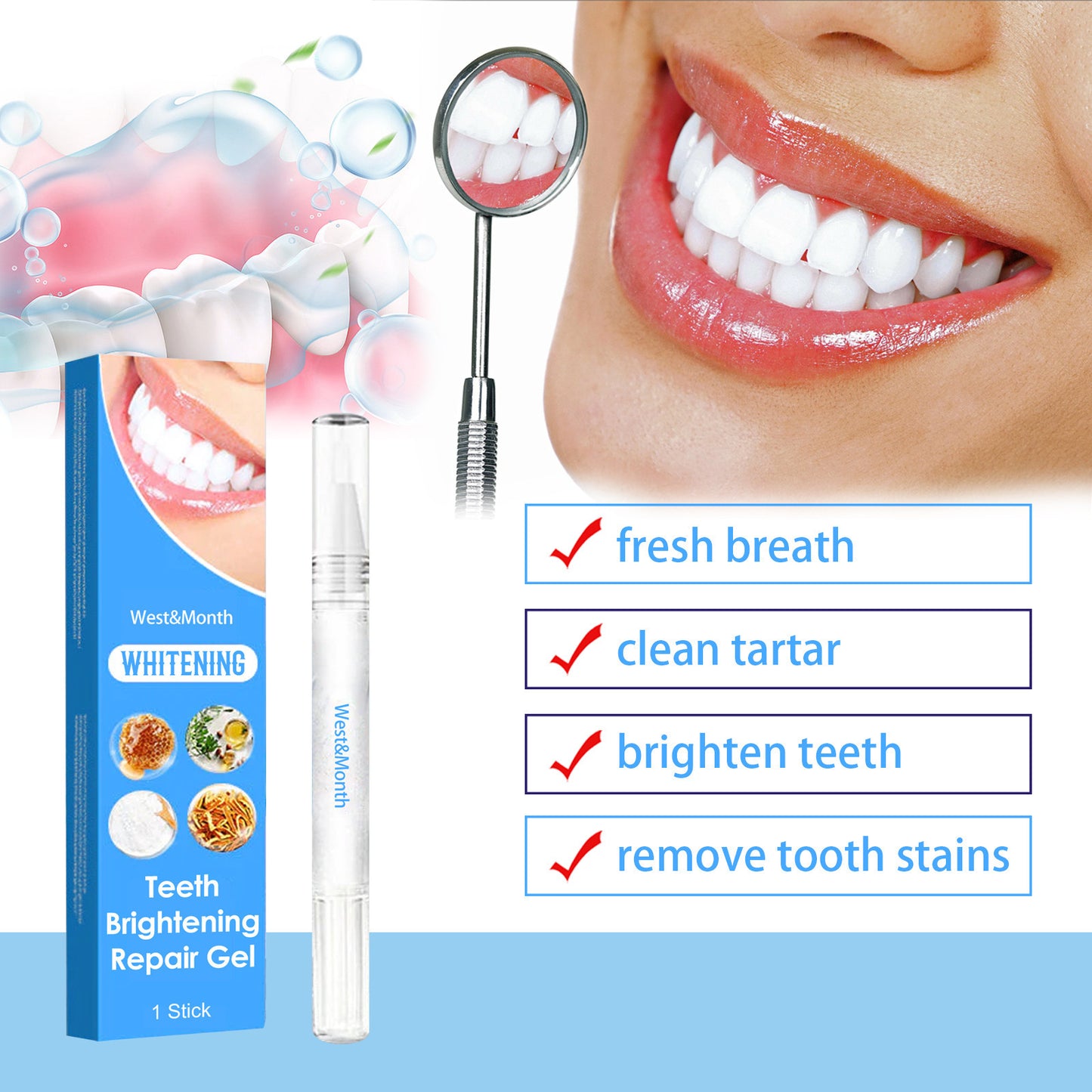 West&Month Tooth Brightening & Repair Pen Oral Care Teeth Cleaning & Brightening Pen - DropOnline.co