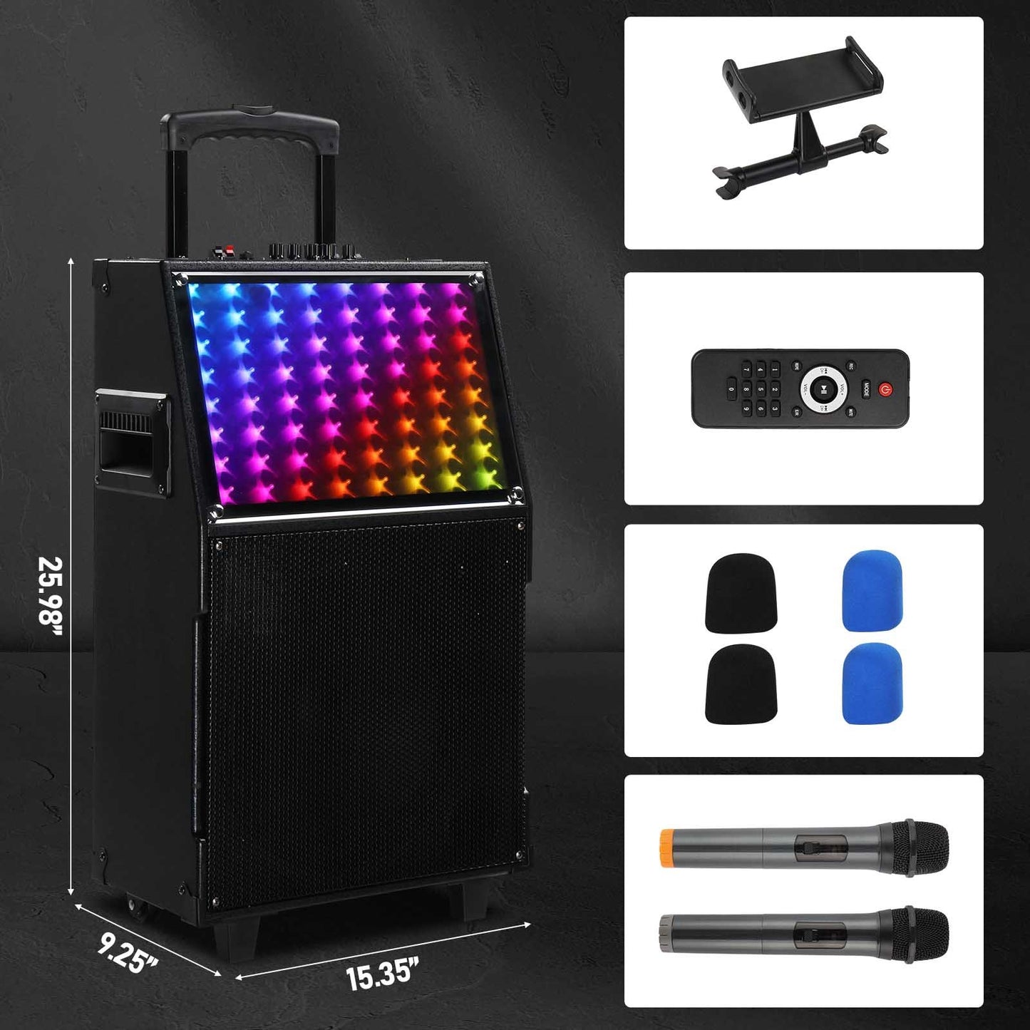 12in 60W LED Spectrum Light Bluetooth Remote Control Rod Speaker - DropOnline.co