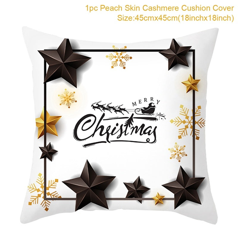 Christmas Printed Throw Pillow Cushion Cover - Festive Linen Holiday Decoration for Home - DropOnline.co
