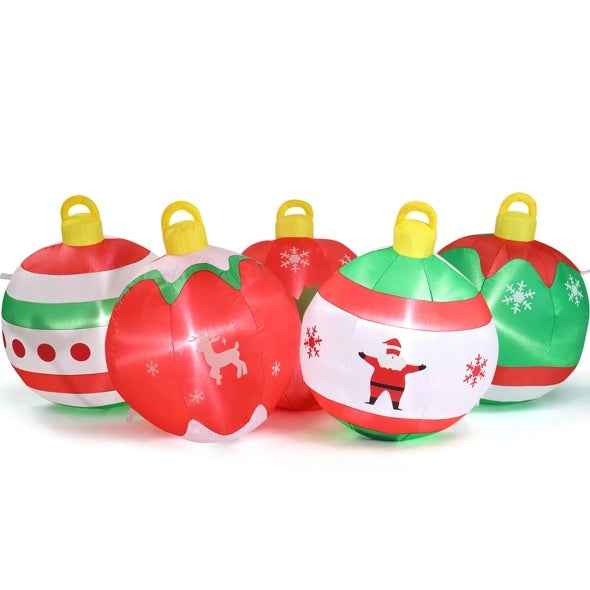6.9 FT Lighted Christmas Inflatable - Five Christmas Balls with LED Lights - DropOnline.co
