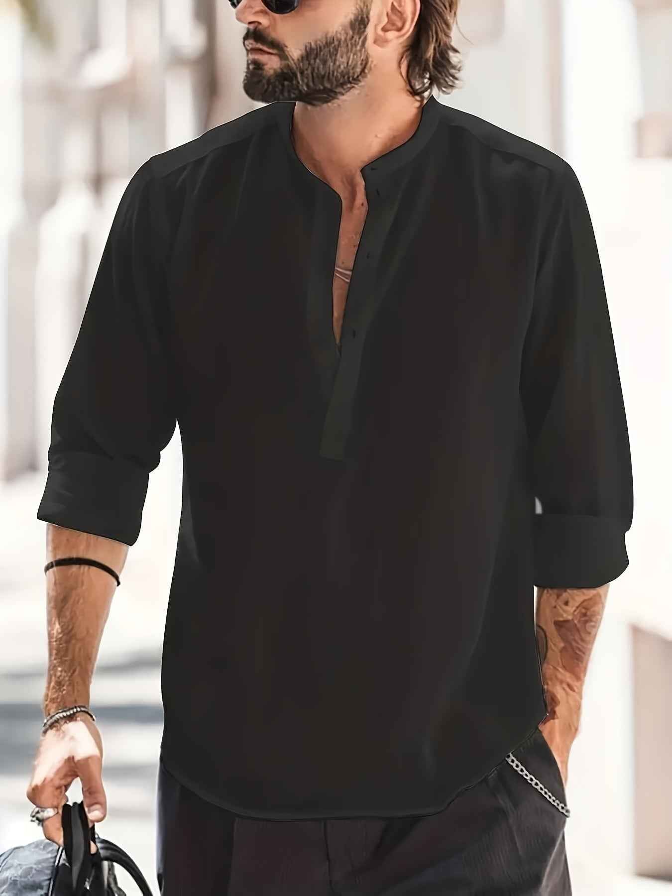 Men's Long-sleeved Breathable Button-down Shirt