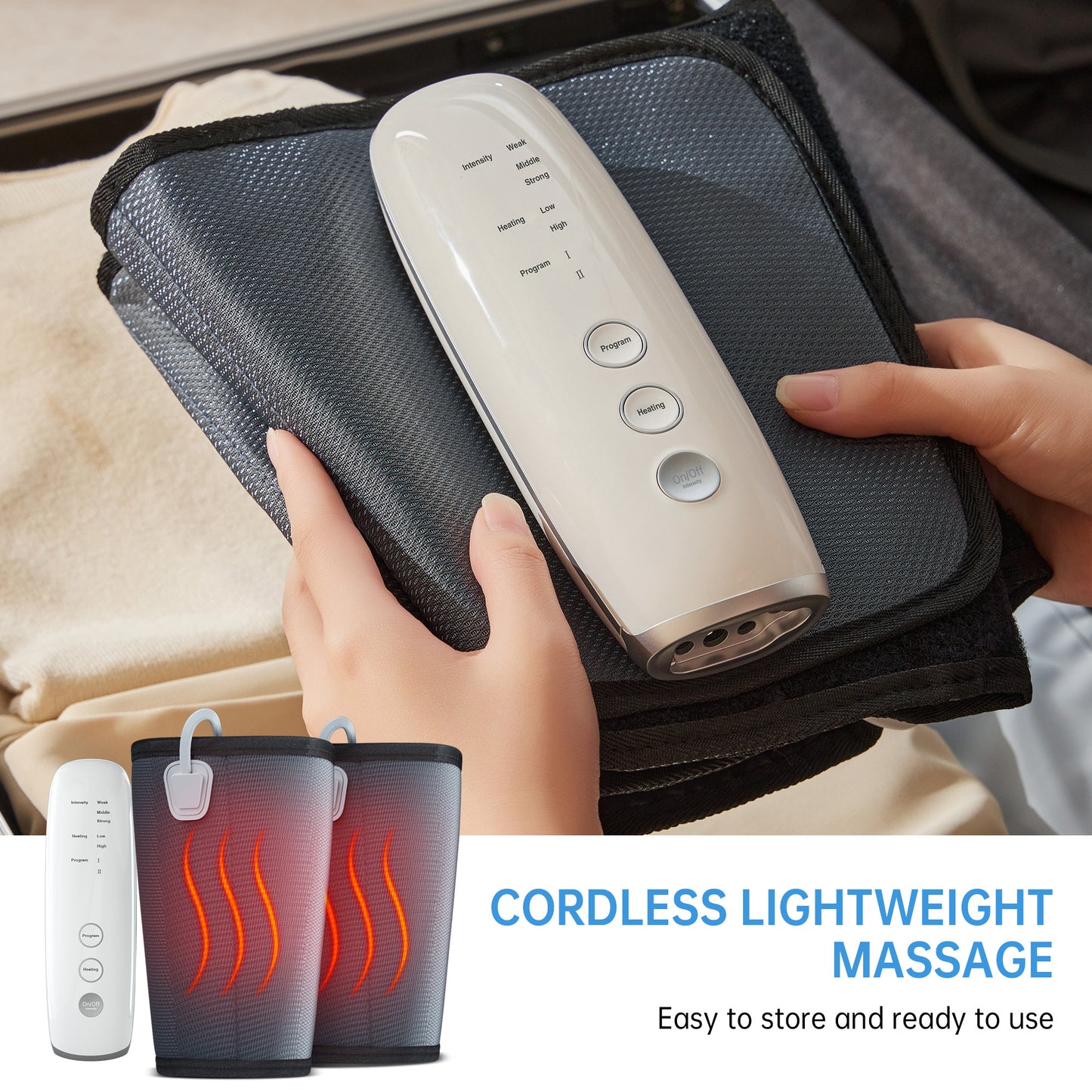 Intelligent Leg Massage Device - 3 Levels Of Pressure And Heat Therapy. Leg Relaxation Therapy Tool. Portable Leg Protection Tech. - DropOnline.co