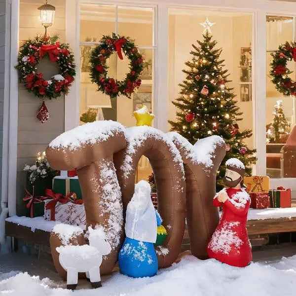 7.5FT Inflatable Nativity Scene with JOY Sign - LED Lighted Christmas Yard Decoration - DropOnline.co