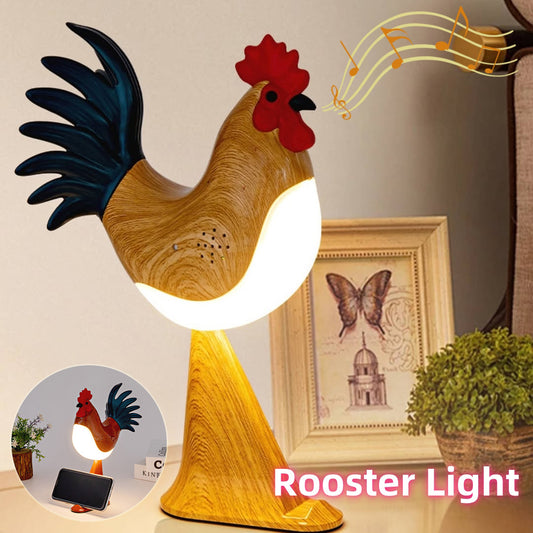 LED Rooster Night Light Touch With Sound Rechargeable Bedroom Bedside Lamp Dimmable Car Ambience Aroma Carrying Lamp Home Decor - DropOnline.co