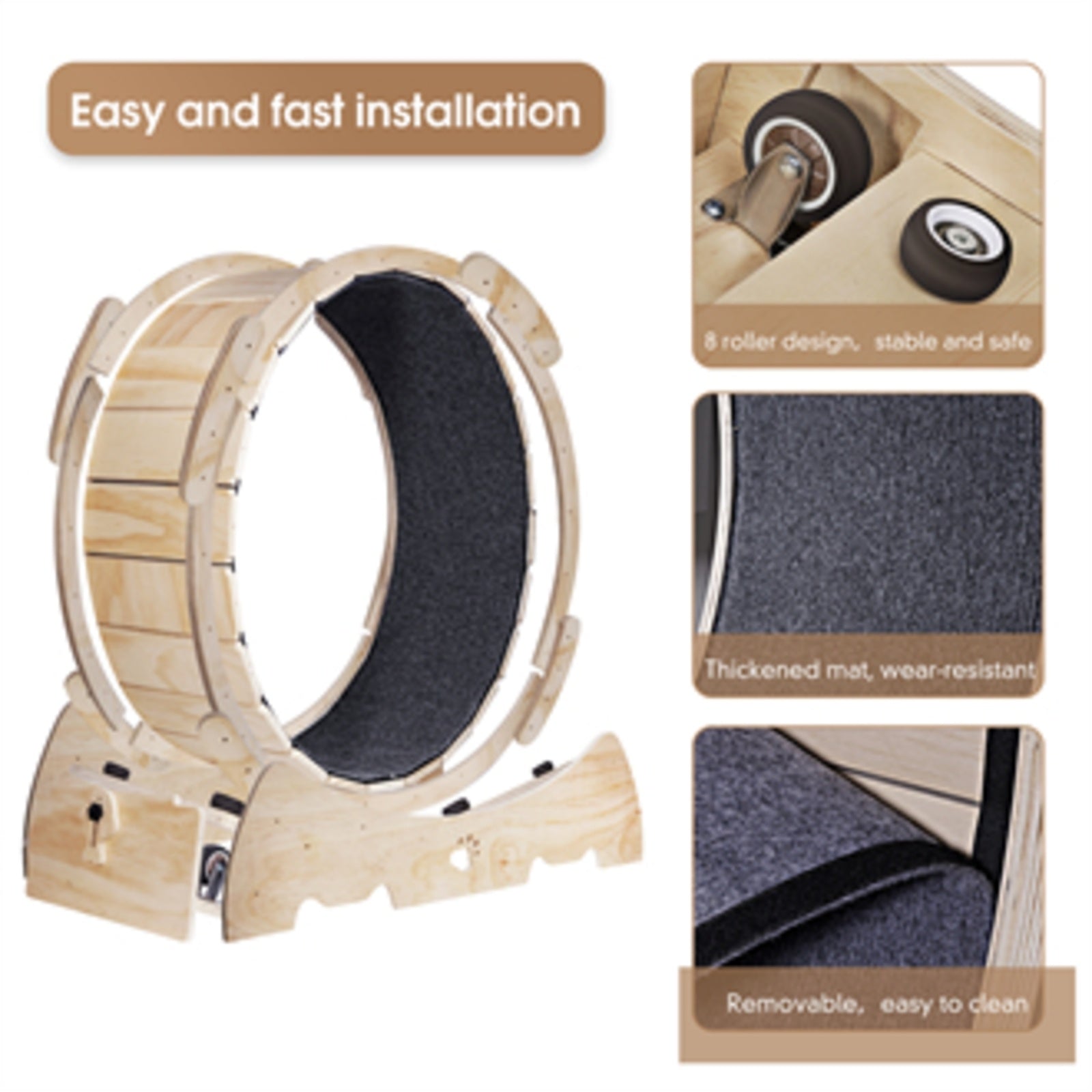 Cat Exercise Wheel For Indoor Cats, Running Wheel With Carpeted Runway - DropOnline.co