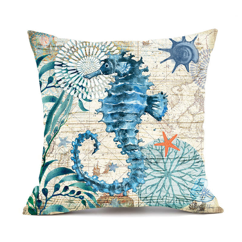 Cushion Covers Sea Turtle Printed Throw Pillow Cases For Home Decor Sofa Chair Seat - DropOnline.co