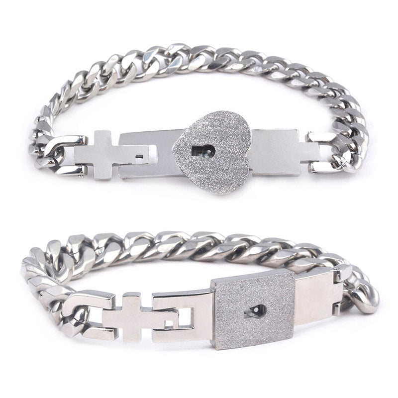 Fashion Jewelry Titanium Steel Couple Love Lock, Bracelet, Key Set, Necklace - DropOnline.co