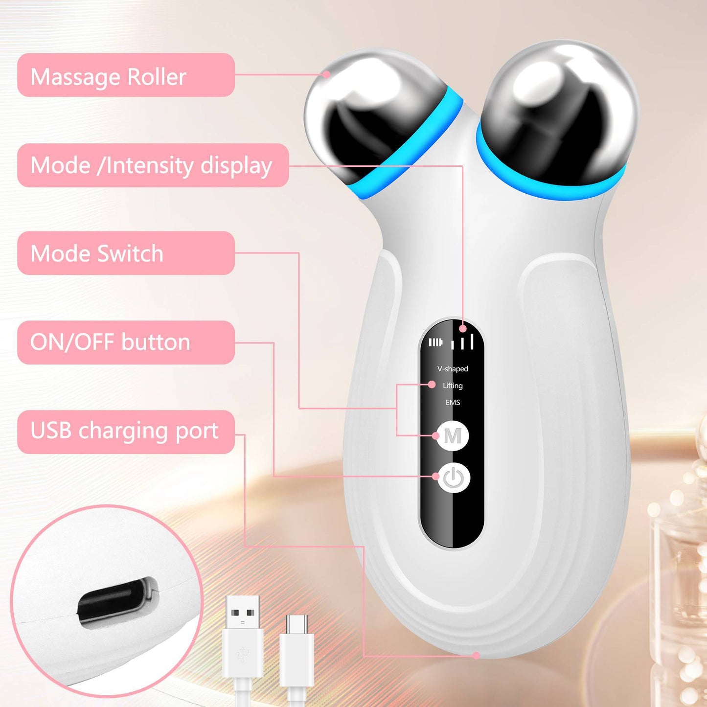 Anti Aging And Wrinkles Microcurrent Facial Device, Boost Skin Care Absorption - DropOnline.co