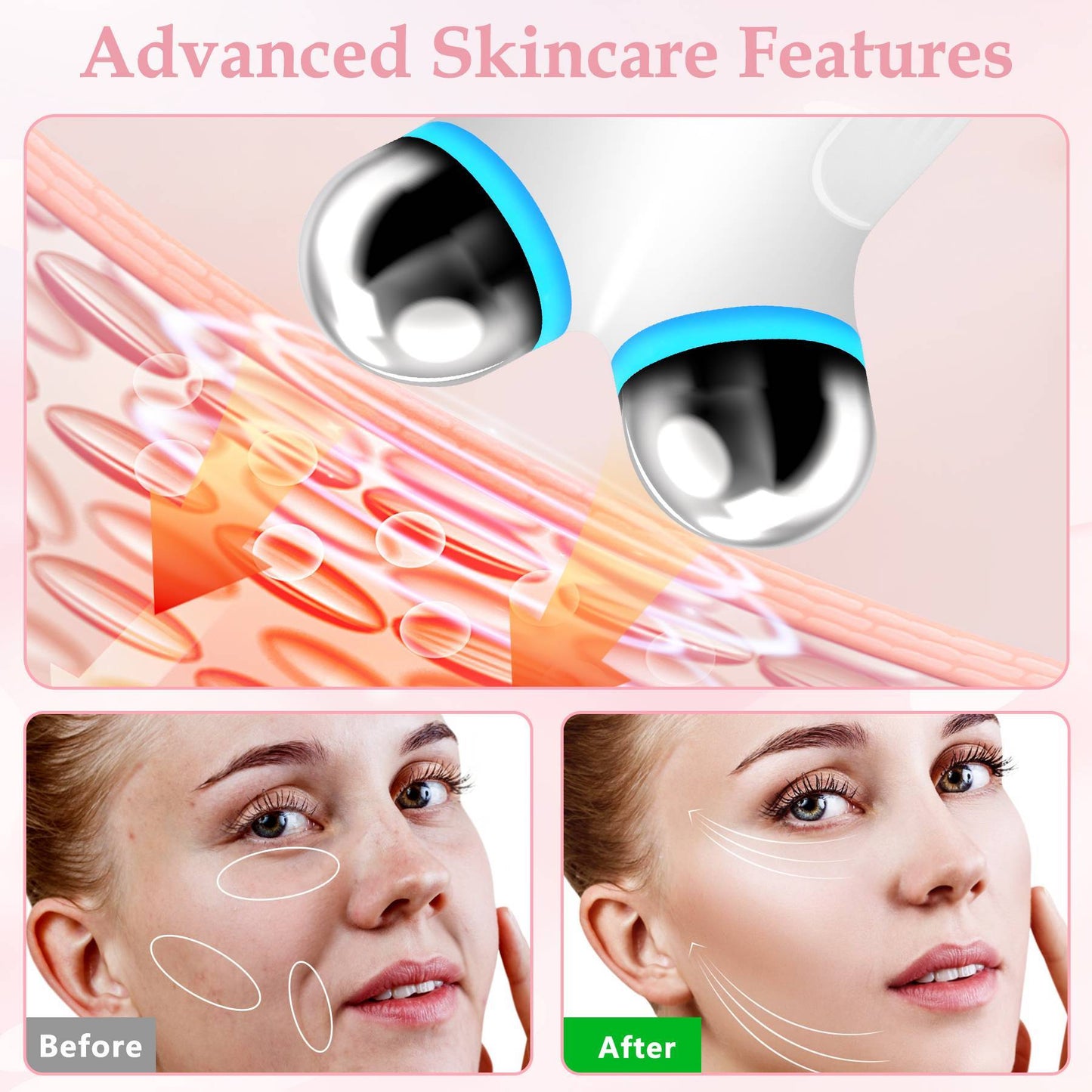 Anti Aging And Wrinkles Microcurrent Facial Device, Boost Skin Care Absorption - DropOnline.co