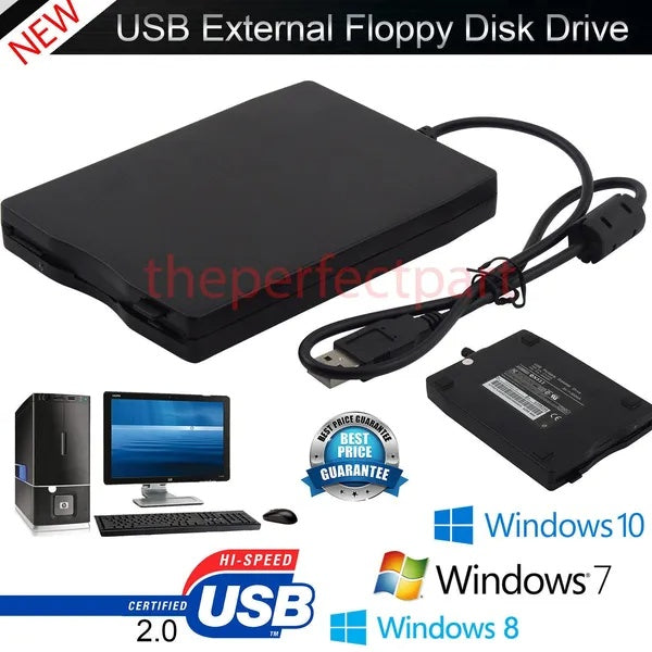 3.5' USB 2.0 Data External Floppy Disk Drive 1.44MB For Laptop PC Win 7 8 10 Mac - DropOnline.co