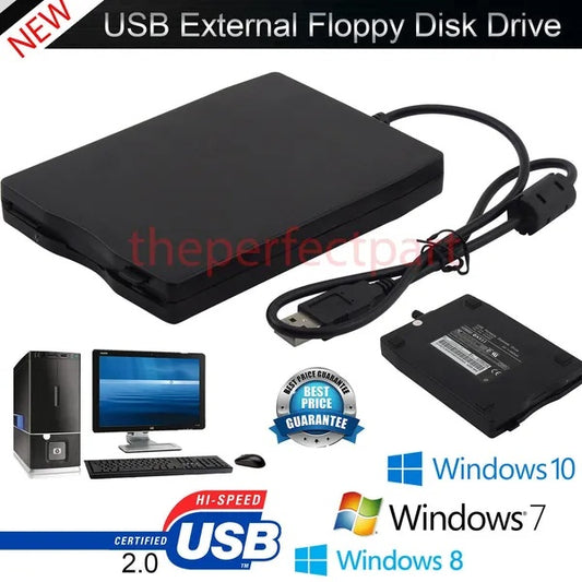 3.5' USB 2.0 Data External Floppy Disk Drive 1.44MB For Laptop PC Win 7 8 10 Mac - DropOnline.co