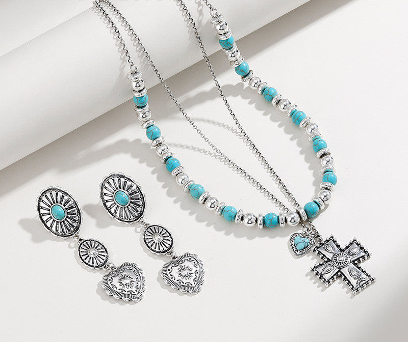 Semi-precious Stone Beaded Twin Earrings For Women - DropOnline.co